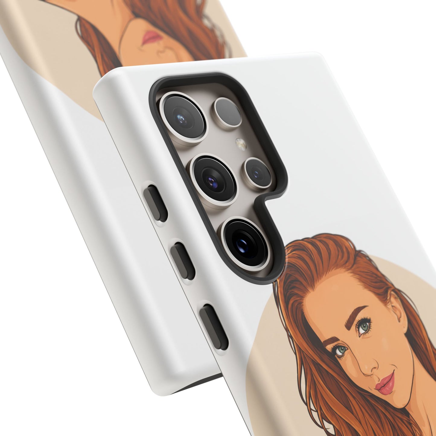 Phone Case — Redhead Pinup Portrait Illustration Protective Hard Case