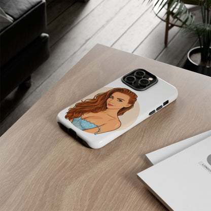 Phone Case — Redhead Pinup Portrait Illustration Protective Hard Case