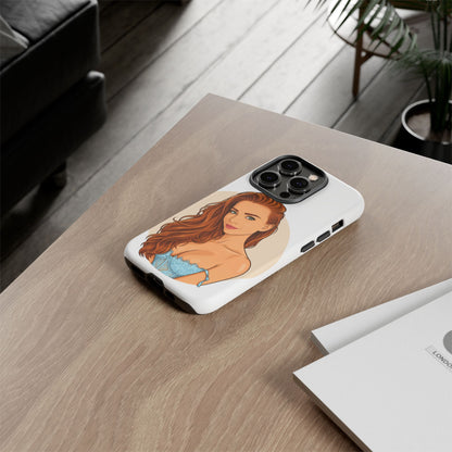 Phone Case — Redhead Pinup Portrait Illustration Protective Hard Case