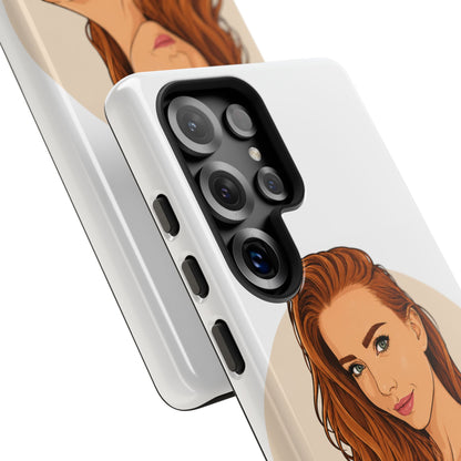Phone Case — Redhead Pinup Portrait Illustration Protective Hard Case