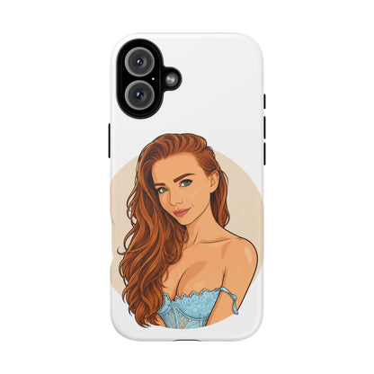 Phone Case — Redhead Pinup Portrait Illustration Protective Hard Case