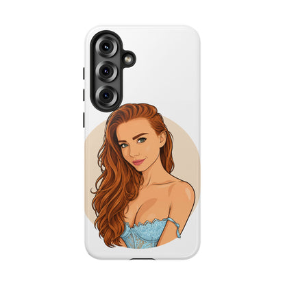 Phone Case — Redhead Pinup Portrait Illustration Protective Hard Case