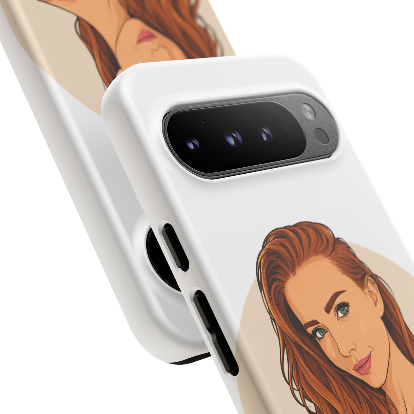Phone Case — Redhead Pinup Portrait Illustration Protective Hard Case