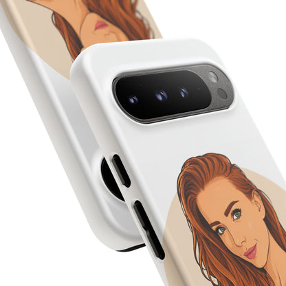 Phone Case — Redhead Pinup Portrait Illustration Protective Hard Case