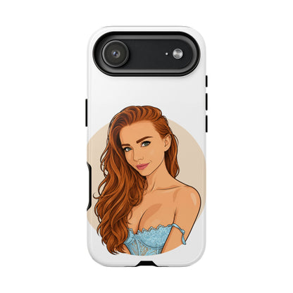 Phone Case — Redhead Pinup Portrait Illustration Protective Hard Case