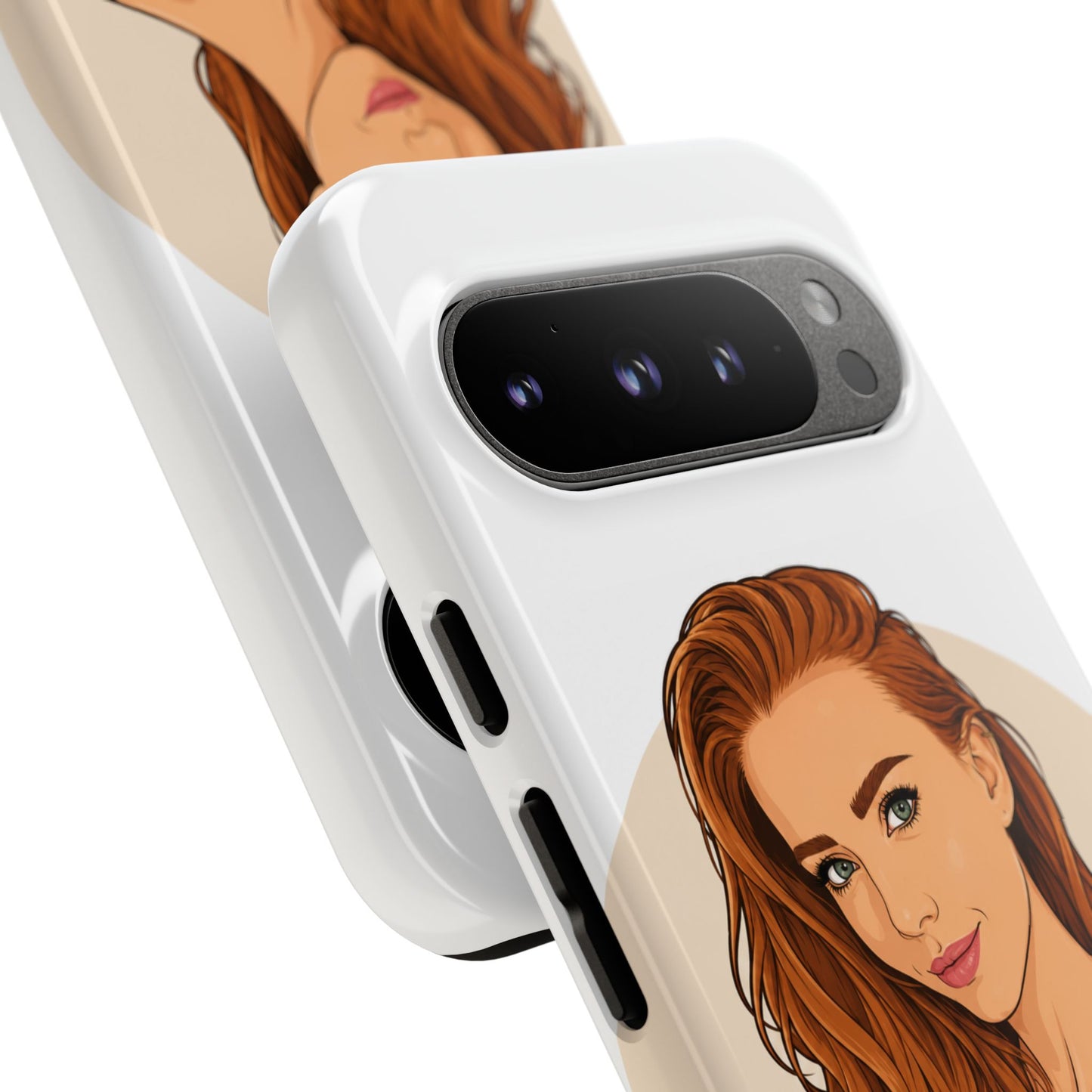 Phone Case — Redhead Pinup Portrait Illustration Protective Hard Case