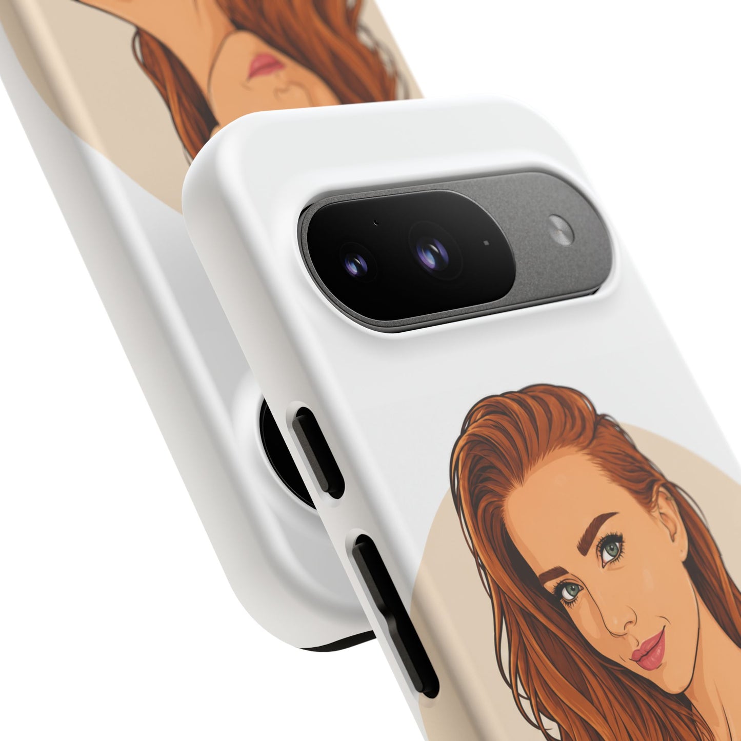 Phone Case — Redhead Pinup Portrait Illustration Protective Hard Case