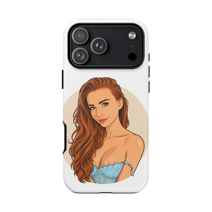 Phone Case — Redhead Pinup Portrait Illustration Protective Hard Case