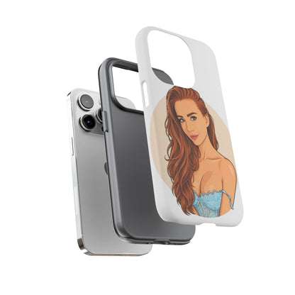 Phone Case — Redhead Pinup Portrait Illustration Protective Hard Case