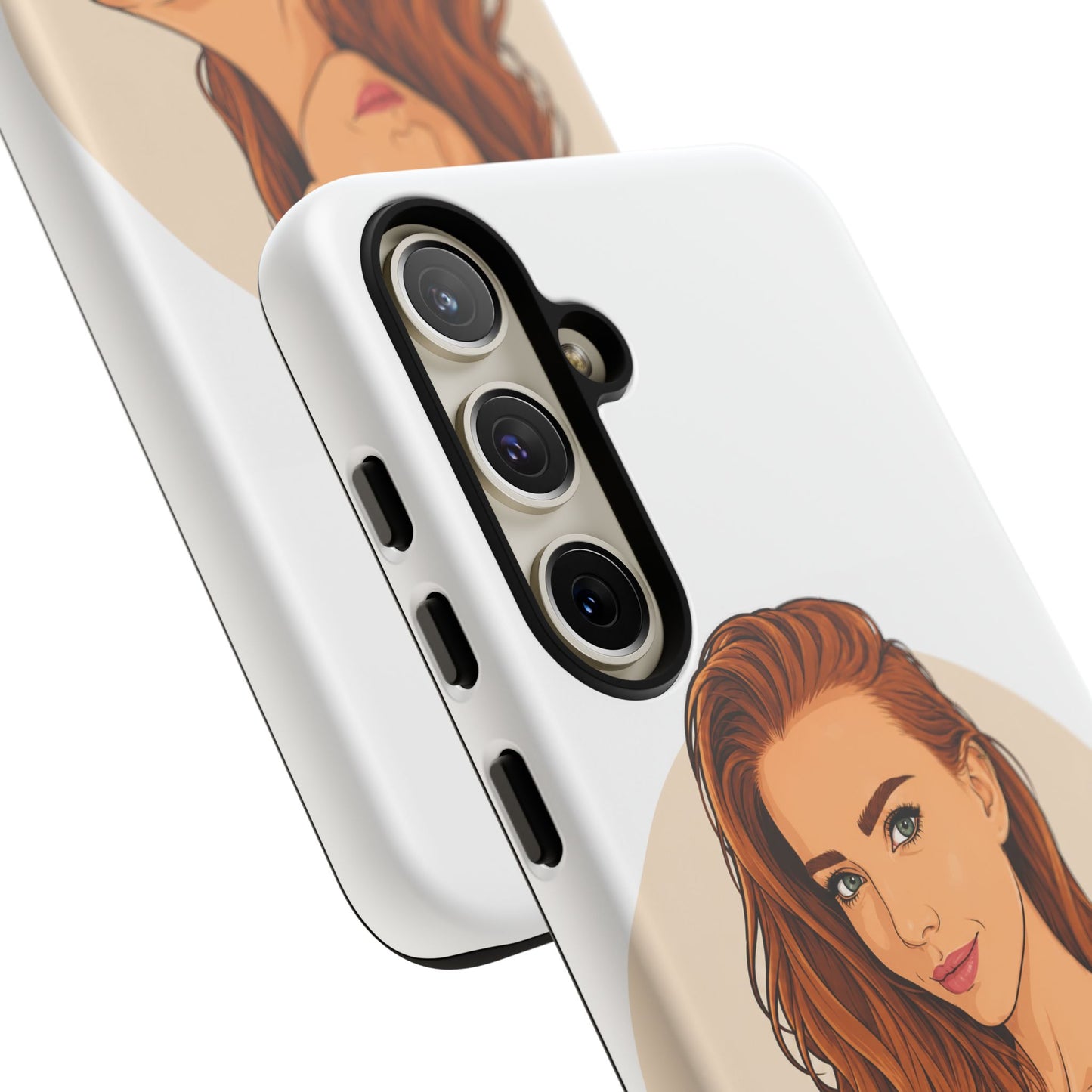 Phone Case — Redhead Pinup Portrait Illustration Protective Hard Case