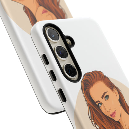 Phone Case — Redhead Pinup Portrait Illustration Protective Hard Case