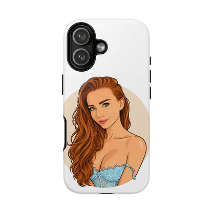 Phone Case — Redhead Pinup Portrait Illustration Protective Hard Case