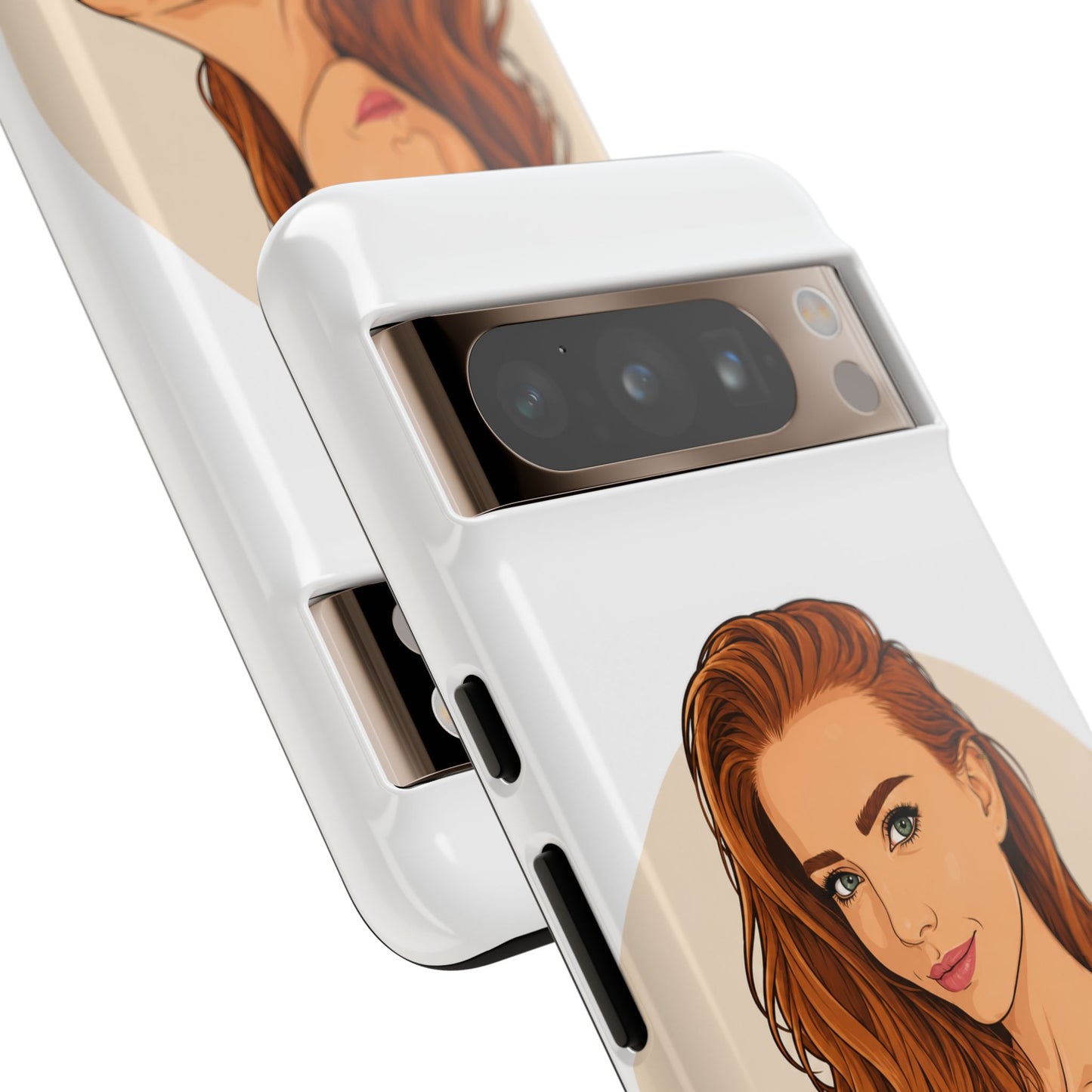 Phone Case — Redhead Pinup Portrait Illustration Protective Hard Case