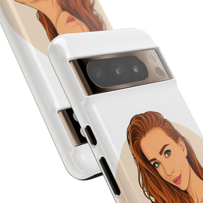Phone Case — Redhead Pinup Portrait Illustration Protective Hard Case