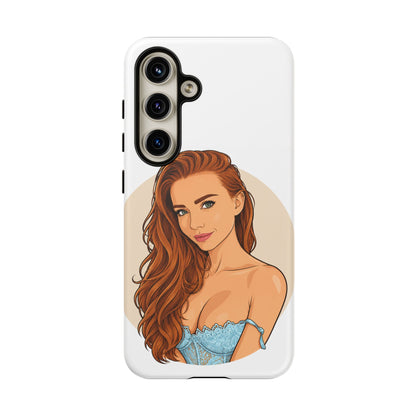 Phone Case — Redhead Pinup Portrait Illustration Protective Hard Case