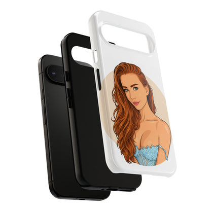 Phone Case — Redhead Pinup Portrait Illustration Protective Hard Case