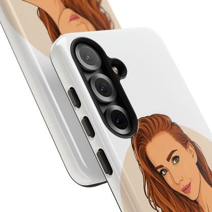 Phone Case — Redhead Pinup Portrait Illustration Protective Hard Case