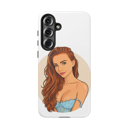 Phone Case — Redhead Pinup Portrait Illustration Protective Hard Case