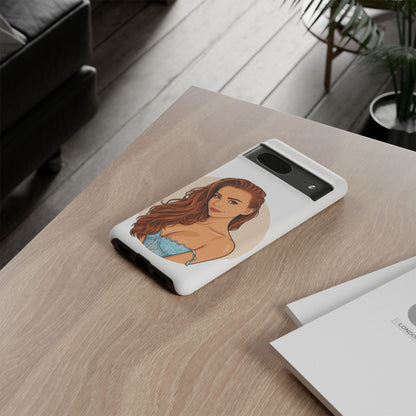 Phone Case — Redhead Pinup Portrait Illustration Protective Hard Case