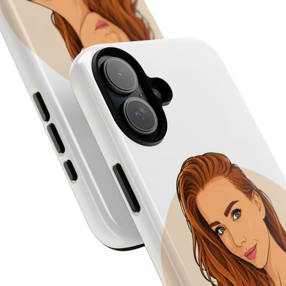 Phone Case — Redhead Pinup Portrait Illustration Protective Hard Case