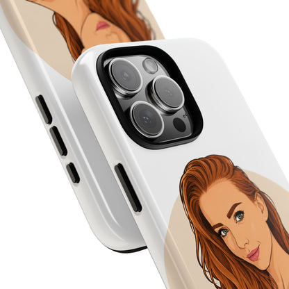 Phone Case — Redhead Pinup Portrait Illustration Protective Hard Case