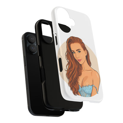 Phone Case — Redhead Pinup Portrait Illustration Protective Hard Case