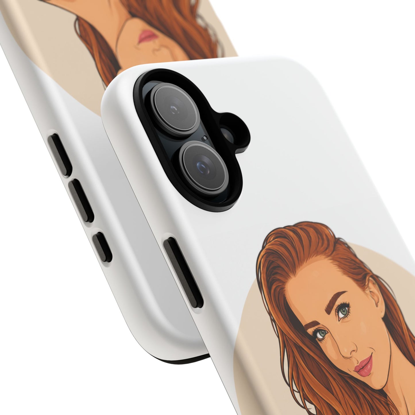 Phone Case — Redhead Pinup Portrait Illustration Protective Hard Case
