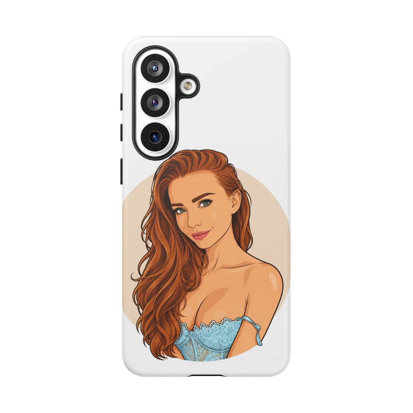 Phone Case — Redhead Pinup Portrait Illustration Protective Hard Case