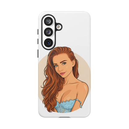Phone Case — Redhead Pinup Portrait Illustration Protective Hard Case