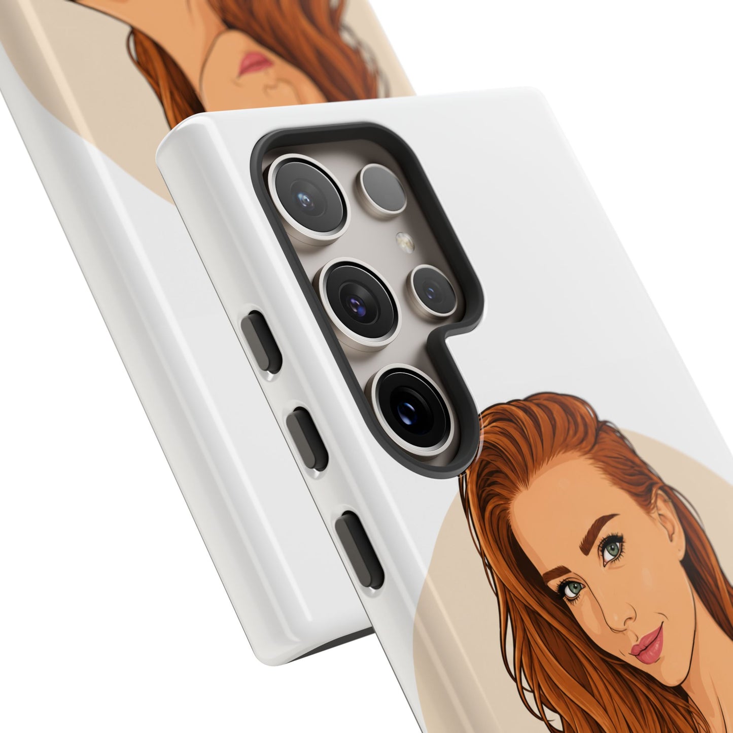 Phone Case — Redhead Pinup Portrait Illustration Protective Hard Case