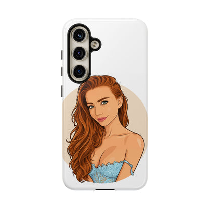 Phone Case — Redhead Pinup Portrait Illustration Protective Hard Case