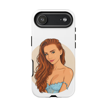 Phone Case — Redhead Pinup Portrait Illustration Protective Hard Case