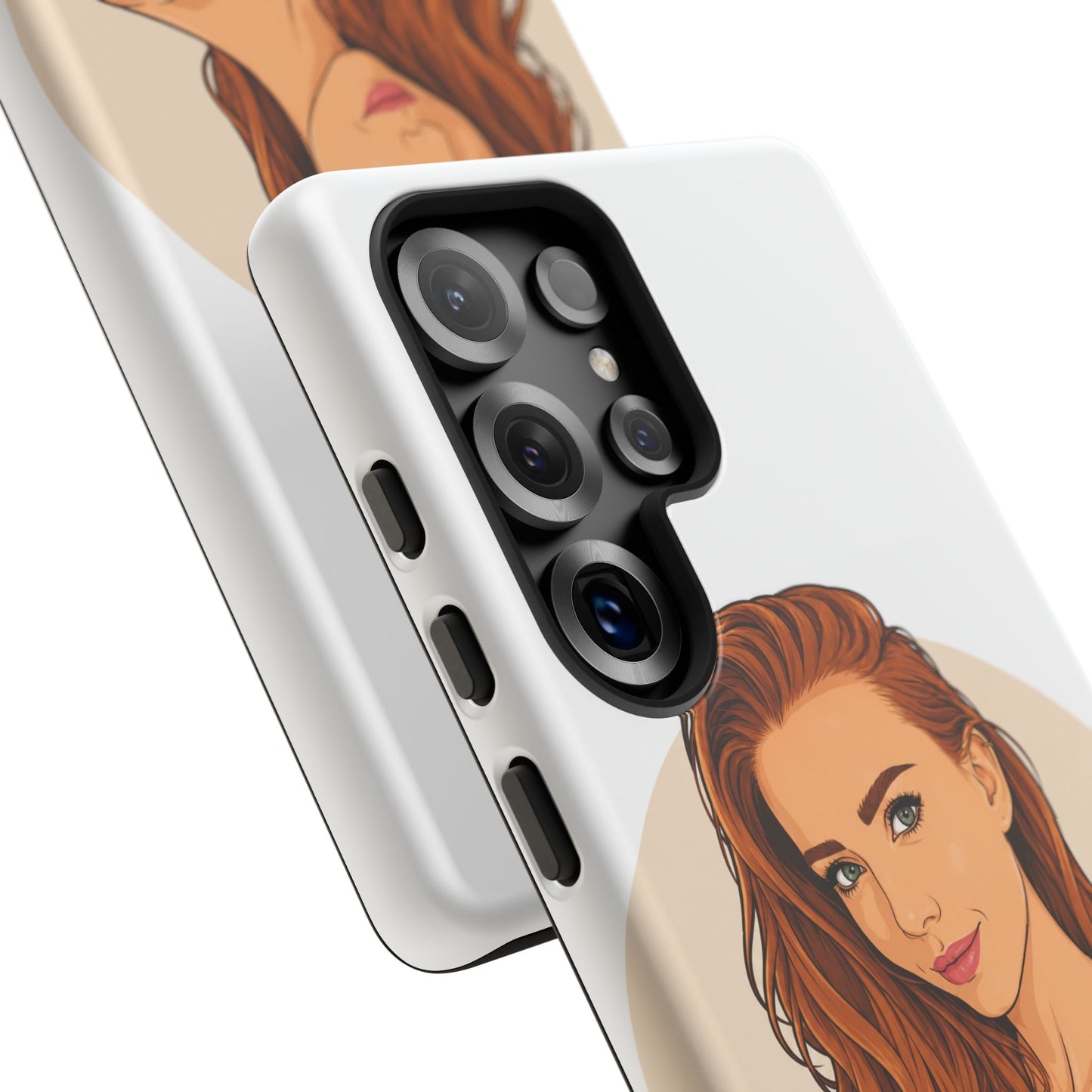 Phone Case — Redhead Pinup Portrait Illustration Protective Hard Case