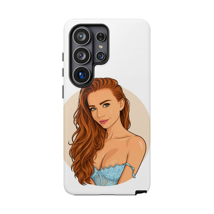 Phone Case — Redhead Pinup Portrait Illustration Protective Hard Case