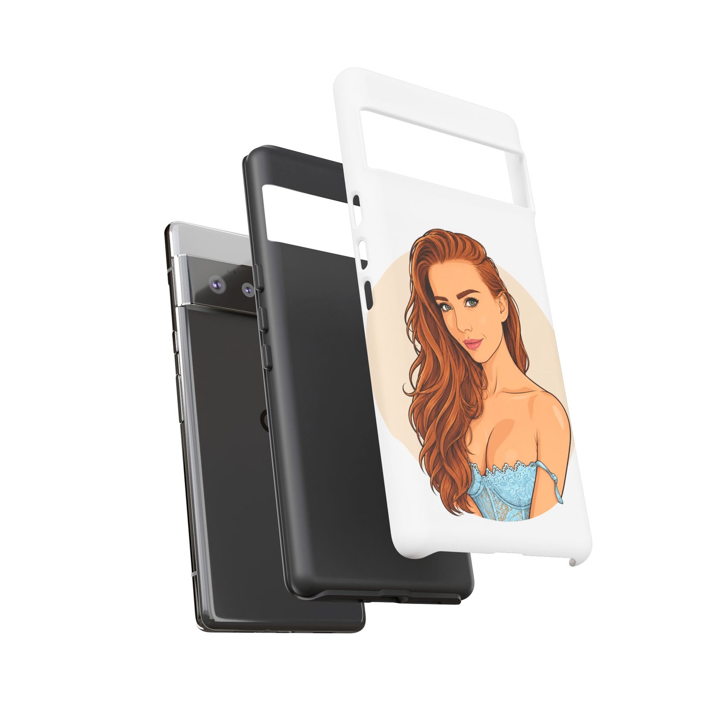 Phone Case — Redhead Pinup Portrait Illustration Protective Hard Case