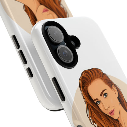 Phone Case — Redhead Pinup Portrait Illustration Protective Hard Case