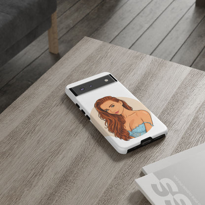 Phone Case — Redhead Pinup Portrait Illustration Protective Hard Case