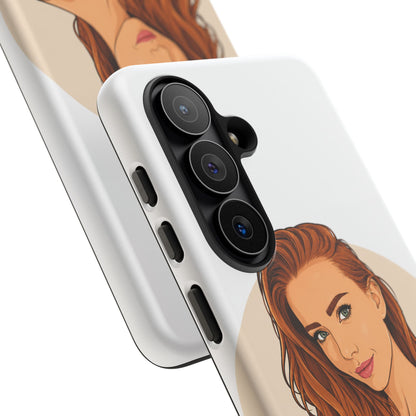 Phone Case — Redhead Pinup Portrait Illustration Protective Hard Case