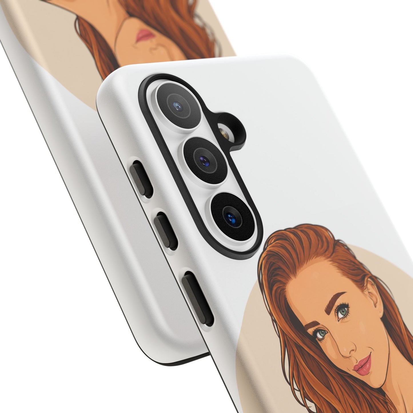 Phone Case — Redhead Pinup Portrait Illustration Protective Hard Case