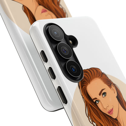 Phone Case — Redhead Pinup Portrait Illustration Protective Hard Case