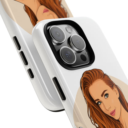 Phone Case — Redhead Pinup Portrait Illustration Protective Hard Case