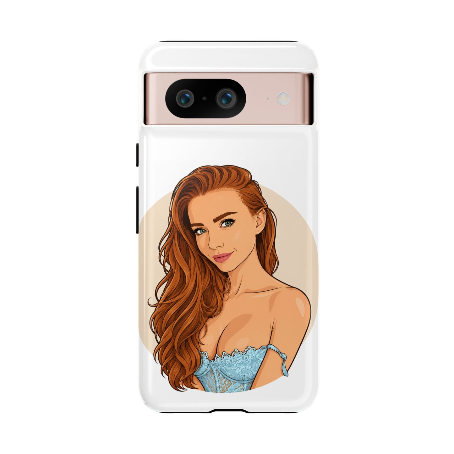 Phone Case — Redhead Pinup Portrait Illustration Protective Hard Case