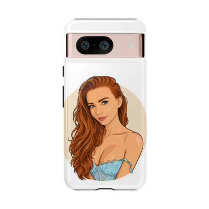 Phone Case — Redhead Pinup Portrait Illustration Protective Hard Case