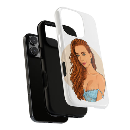Phone Case — Redhead Pinup Portrait Illustration Protective Hard Case