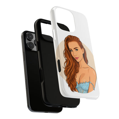 Phone Case — Redhead Pinup Portrait Illustration Protective Hard Case