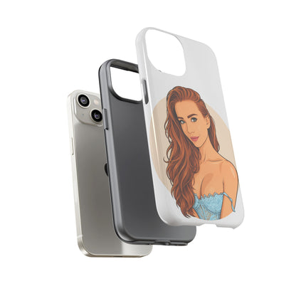 Phone Case — Redhead Pinup Portrait Illustration Protective Hard Case