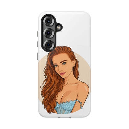 Phone Case — Redhead Pinup Portrait Illustration Protective Hard Case
