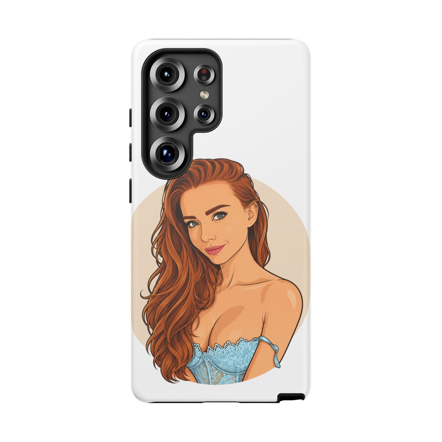 Phone Case — Redhead Pinup Portrait Illustration Protective Hard Case