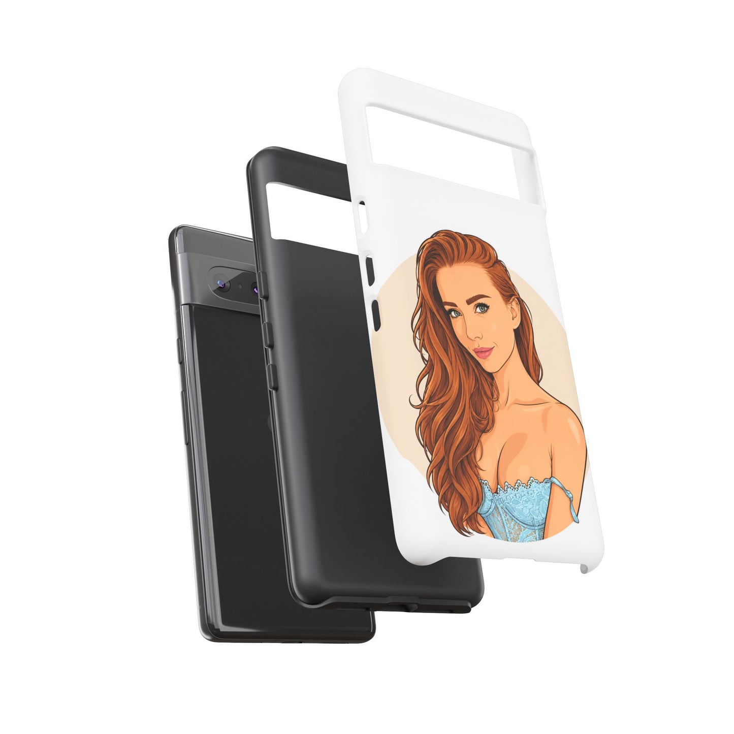 Phone Case — Redhead Pinup Portrait Illustration Protective Hard Case