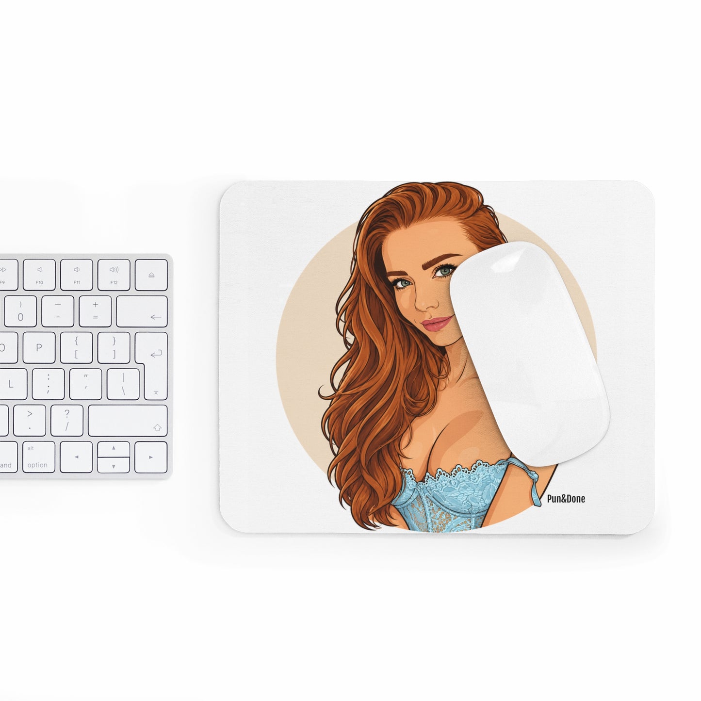 Sexy Redhead Pinup Mouse Pad — Lingerie Art Desk Mat